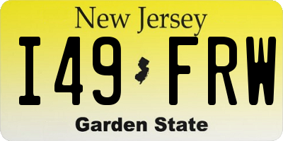 NJ license plate I49FRW