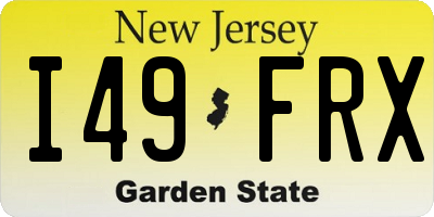 NJ license plate I49FRX