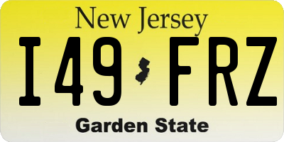 NJ license plate I49FRZ