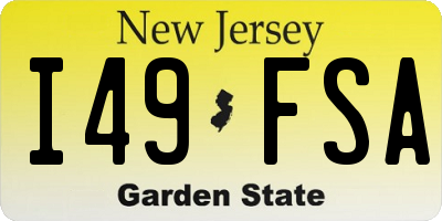 NJ license plate I49FSA
