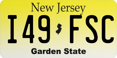 NJ license plate I49FSC
