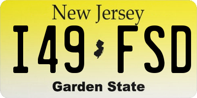 NJ license plate I49FSD