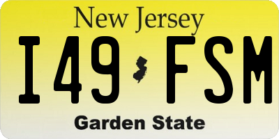 NJ license plate I49FSM