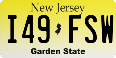 NJ license plate I49FSW