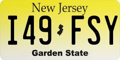NJ license plate I49FSY