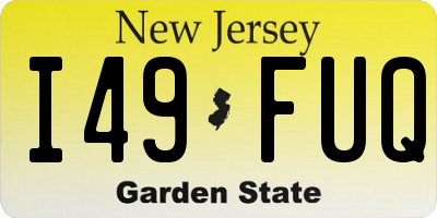 NJ license plate I49FUQ
