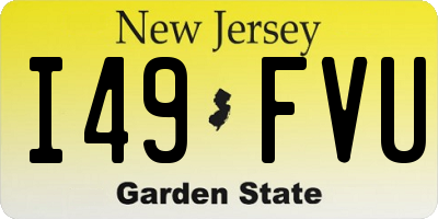 NJ license plate I49FVU