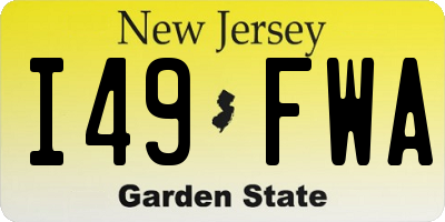 NJ license plate I49FWA