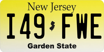 NJ license plate I49FWE