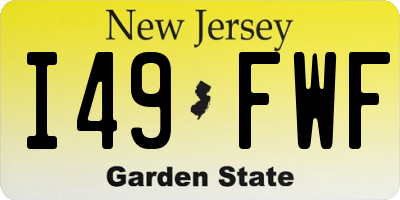 NJ license plate I49FWF
