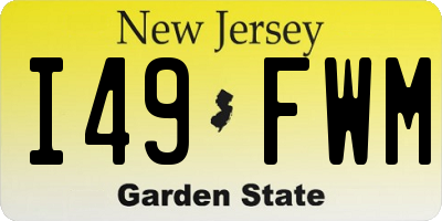 NJ license plate I49FWM