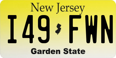 NJ license plate I49FWN