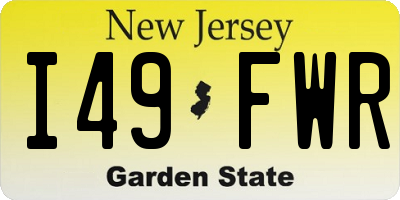 NJ license plate I49FWR