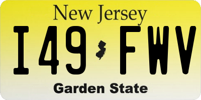 NJ license plate I49FWV