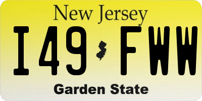 NJ license plate I49FWW