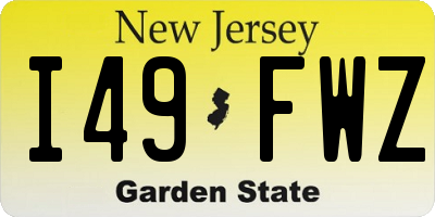 NJ license plate I49FWZ