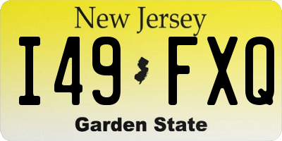 NJ license plate I49FXQ
