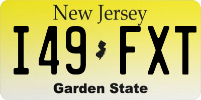 NJ license plate I49FXT