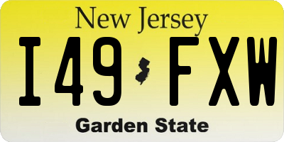 NJ license plate I49FXW