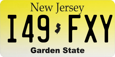 NJ license plate I49FXY