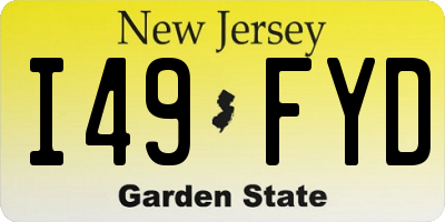 NJ license plate I49FYD