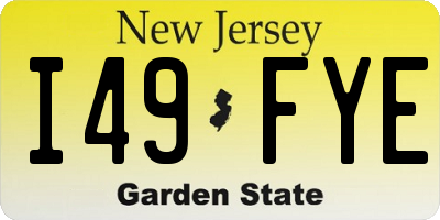 NJ license plate I49FYE
