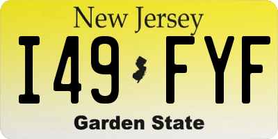 NJ license plate I49FYF