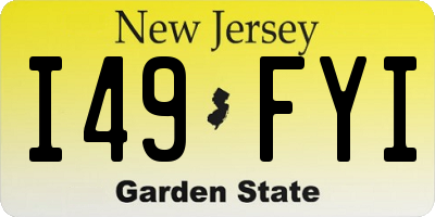 NJ license plate I49FYI