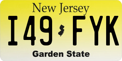NJ license plate I49FYK