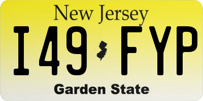 NJ license plate I49FYP