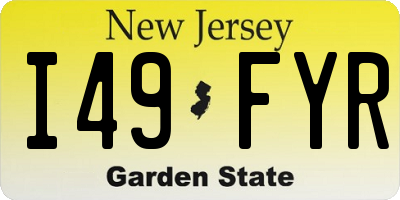 NJ license plate I49FYR