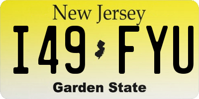NJ license plate I49FYU
