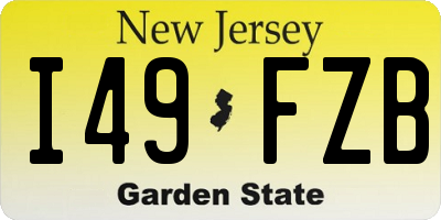 NJ license plate I49FZB