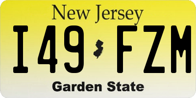NJ license plate I49FZM