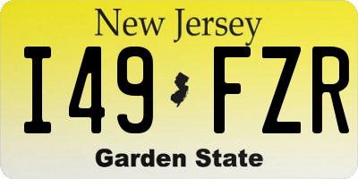 NJ license plate I49FZR