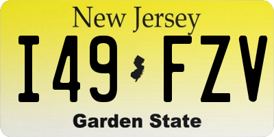 NJ license plate I49FZV