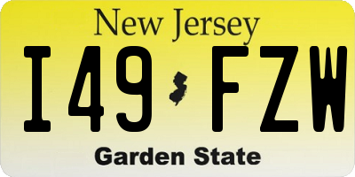 NJ license plate I49FZW