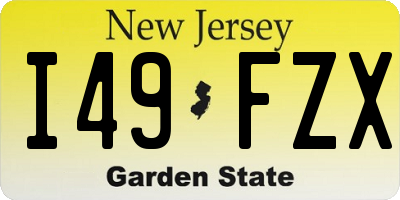 NJ license plate I49FZX