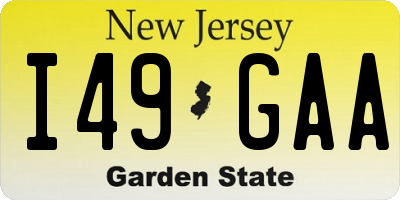 NJ license plate I49GAA
