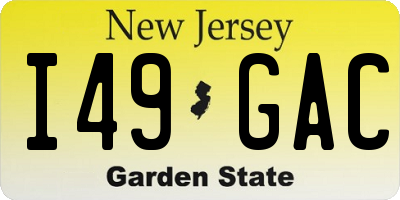 NJ license plate I49GAC