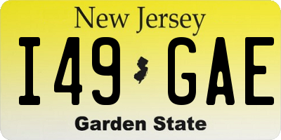 NJ license plate I49GAE