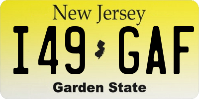 NJ license plate I49GAF