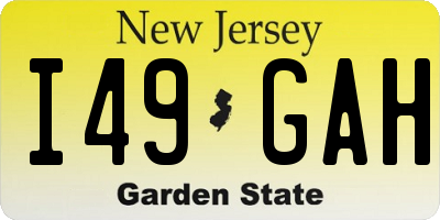 NJ license plate I49GAH