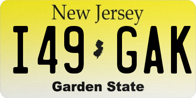 NJ license plate I49GAK
