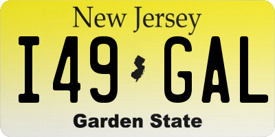 NJ license plate I49GAL