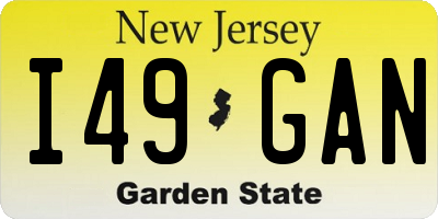 NJ license plate I49GAN