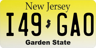 NJ license plate I49GAO