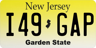 NJ license plate I49GAP