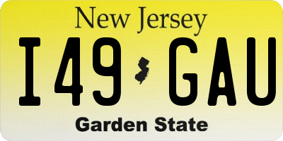 NJ license plate I49GAU