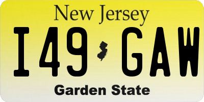NJ license plate I49GAW